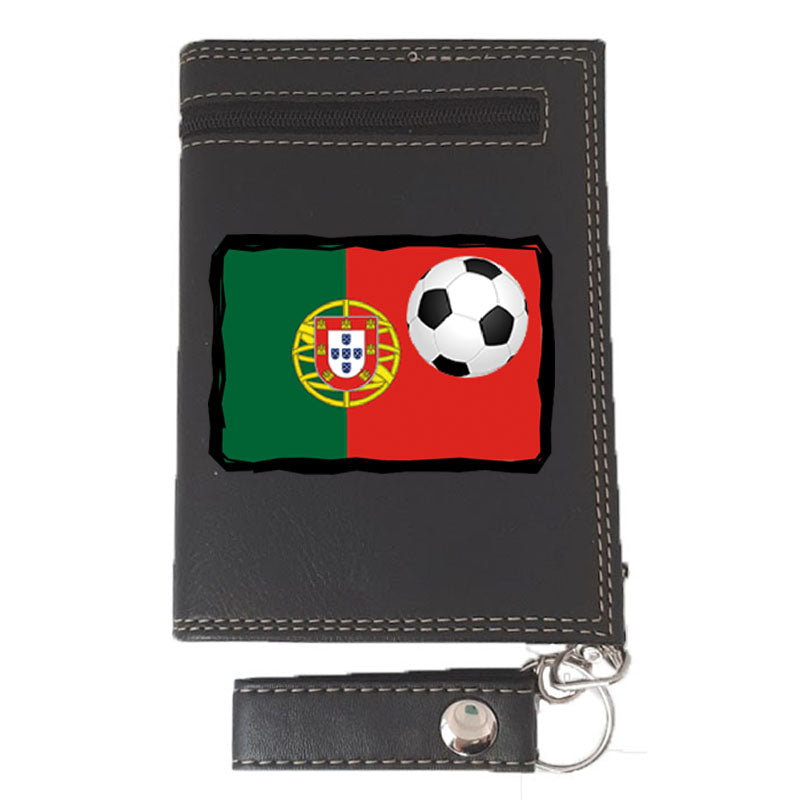 Portefeuille avec Chaine en Simili Cuir pour homme personnalisé Portugal Foot