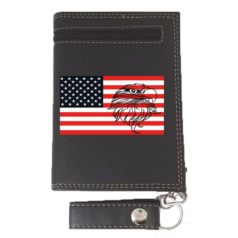 Portefeuille avec Chaine en Simili Cuir pour homme personnalisé Usa Aigle
