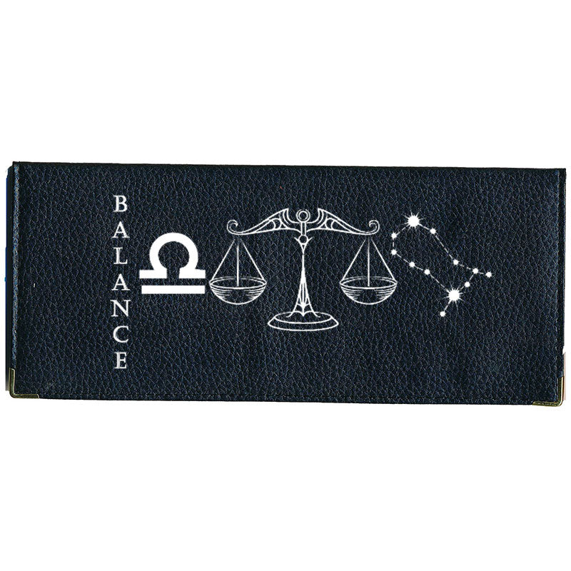 Porte Chéquier long en cuir noir personnalisé avec Signe Astrologique