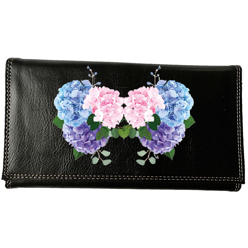 Compagnon Tout-en-Un Porte Chéquier en Simili Cuir design Hortensia