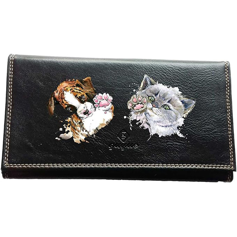 Compagnon Tout-en-Un Porte Chéquier en Simili Cuir - Design Chien Chat
