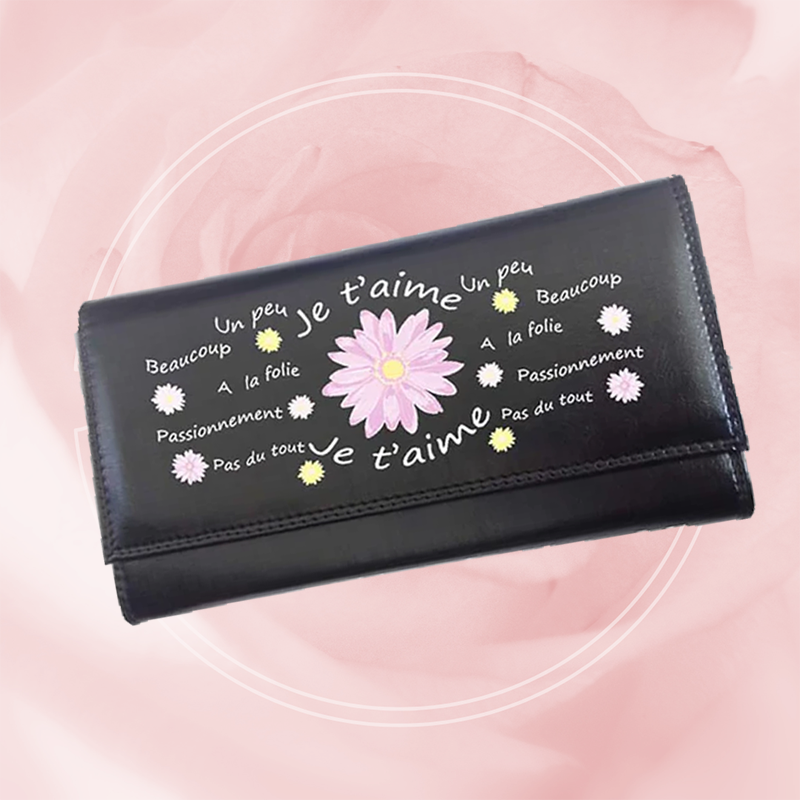 Compagnon Tout-en-Un Porte Chéquier en Simili Cuir Marguerite je t'aime
