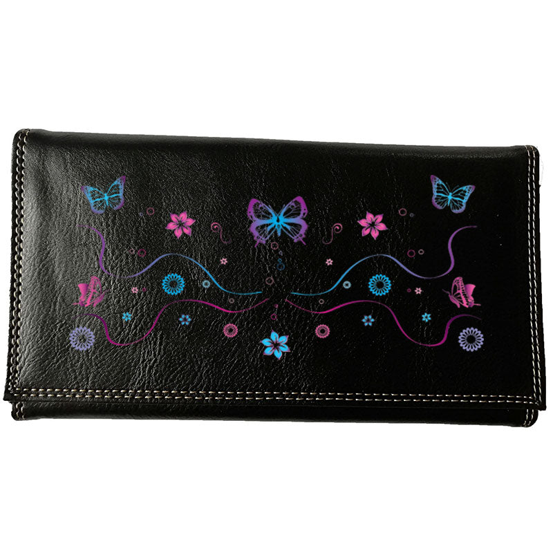 Compagnon Tout-en-Un Porte Chéquier en Simili Cuir personnalisé Floral