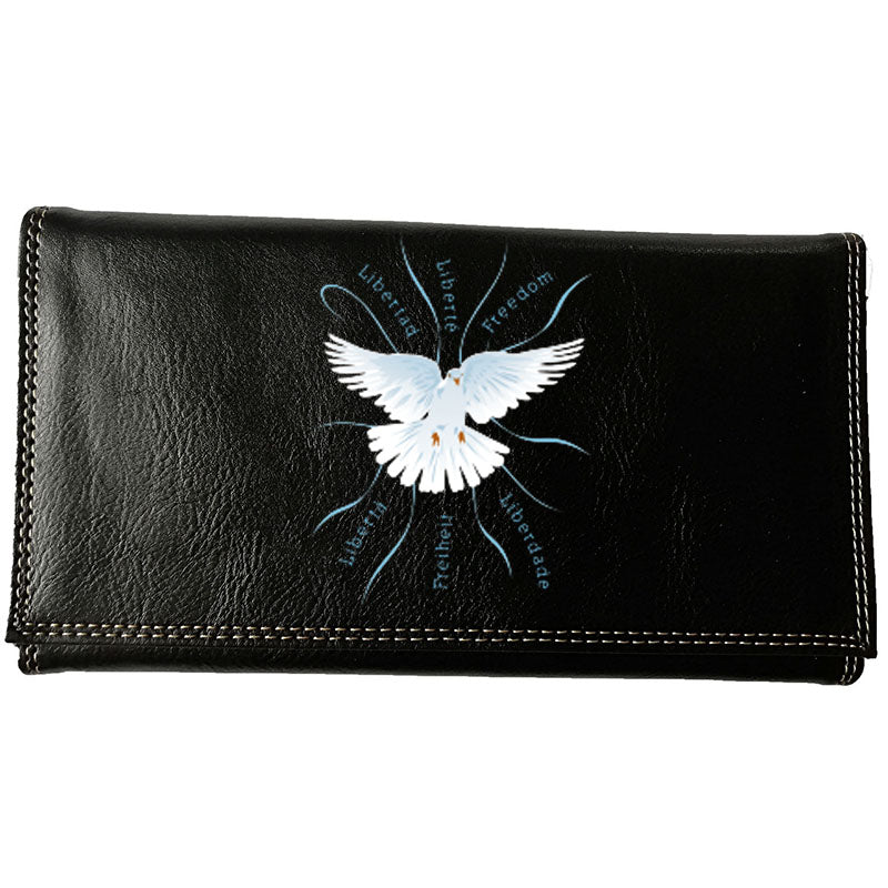 Compagnon Tout-en-Un Porte Chéquier en Simili Cuir - Design Colombe de la Liberté
