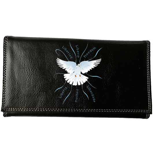 Compagnon Tout-en-Un Porte Chéquier en Simili Cuir - Design Colombe de la Liberté
