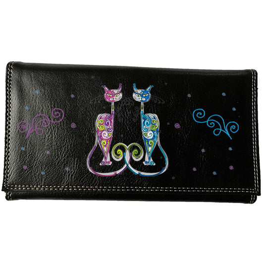 Compagnon Tout-en-Un Porte Chéquier en Simili Cuir - Design Couple Chat