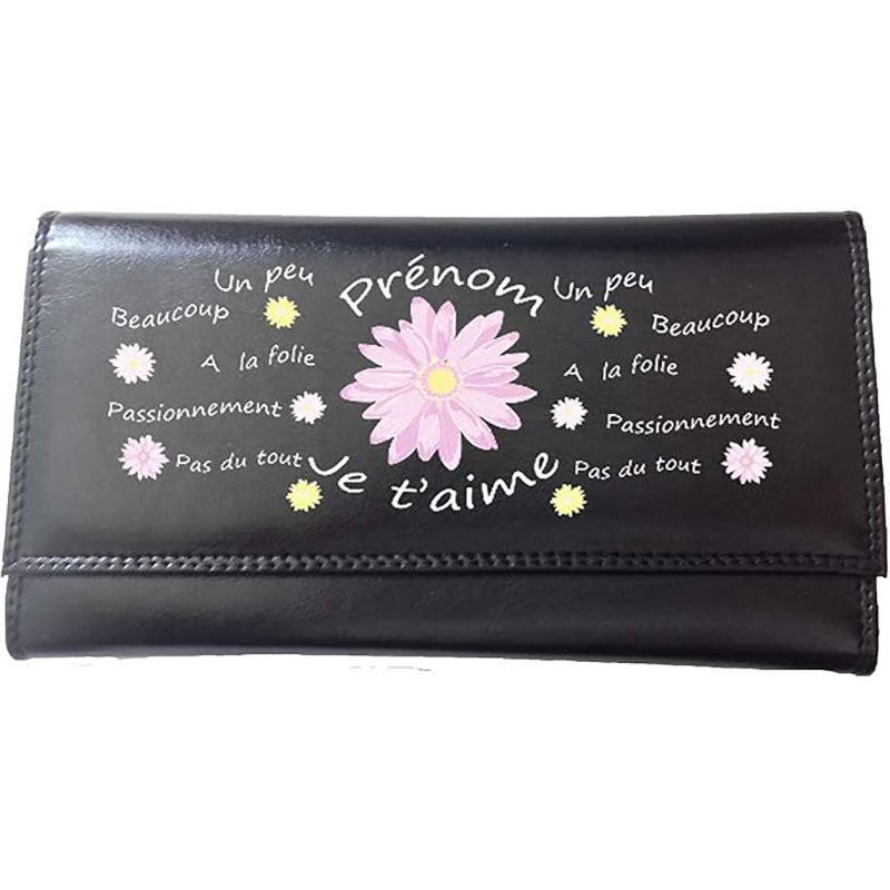 Compagnon Tout-en-Un Porte Chéquier en Simili Cuir Marguerite je t'aime