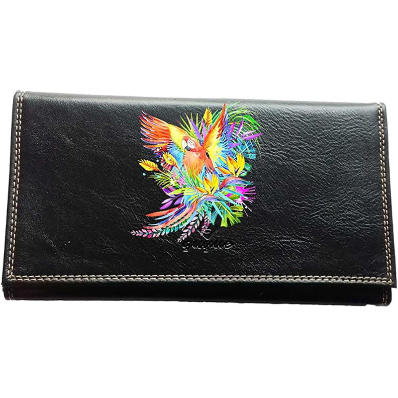 Compagnon Tout-en-Un Porte Chéquier en Simili Cuir - Design Perroquet