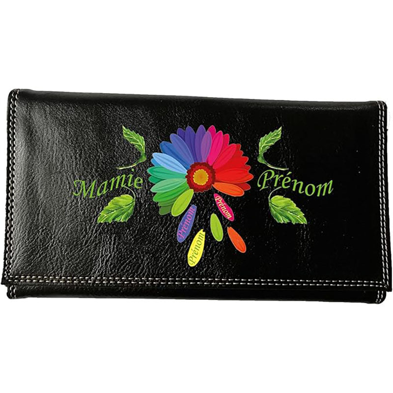 Compagnon Tout-en-Un Porte Chéquier en Simili Cuir personnalisé Mamie Color