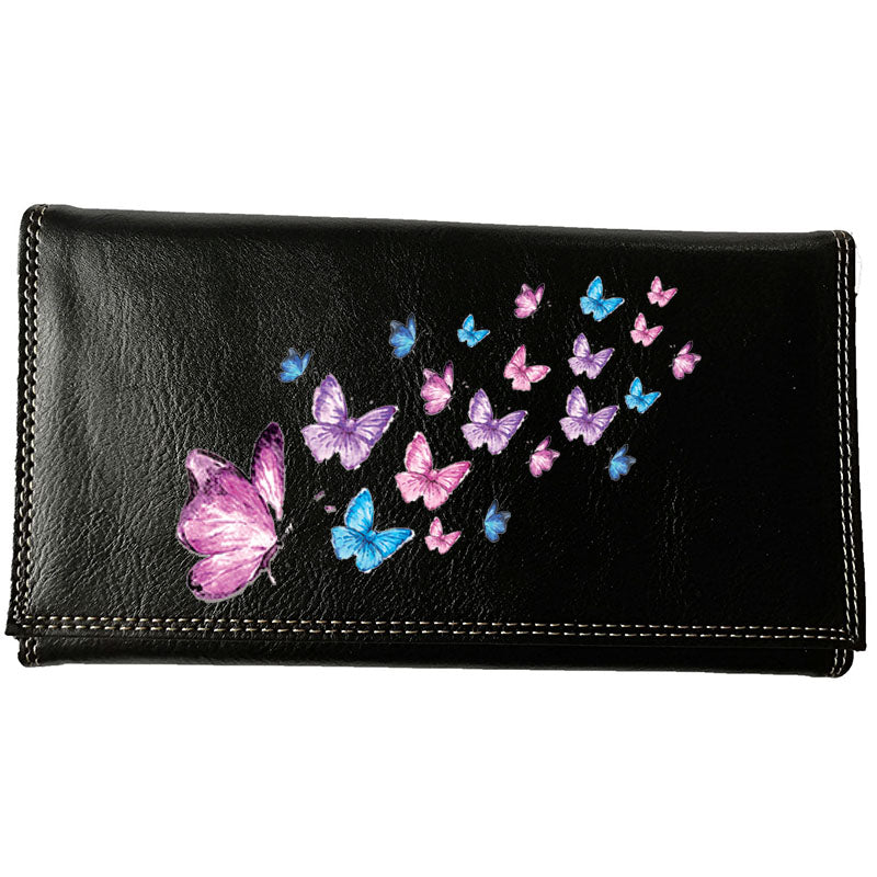Compagnon Tout-en-Un Porte Chéquier en Simili Cuir personnalisé Multi papillon