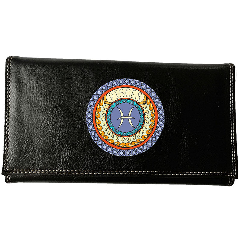 Compagnon Porte Chéquier en Simili avec Signe Zodiaque Astrologique