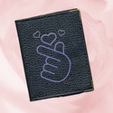 Porte-Cartes Cœur Coréen - Pochette En Cuir Pour Cartes Bancaires (Noir) - 8