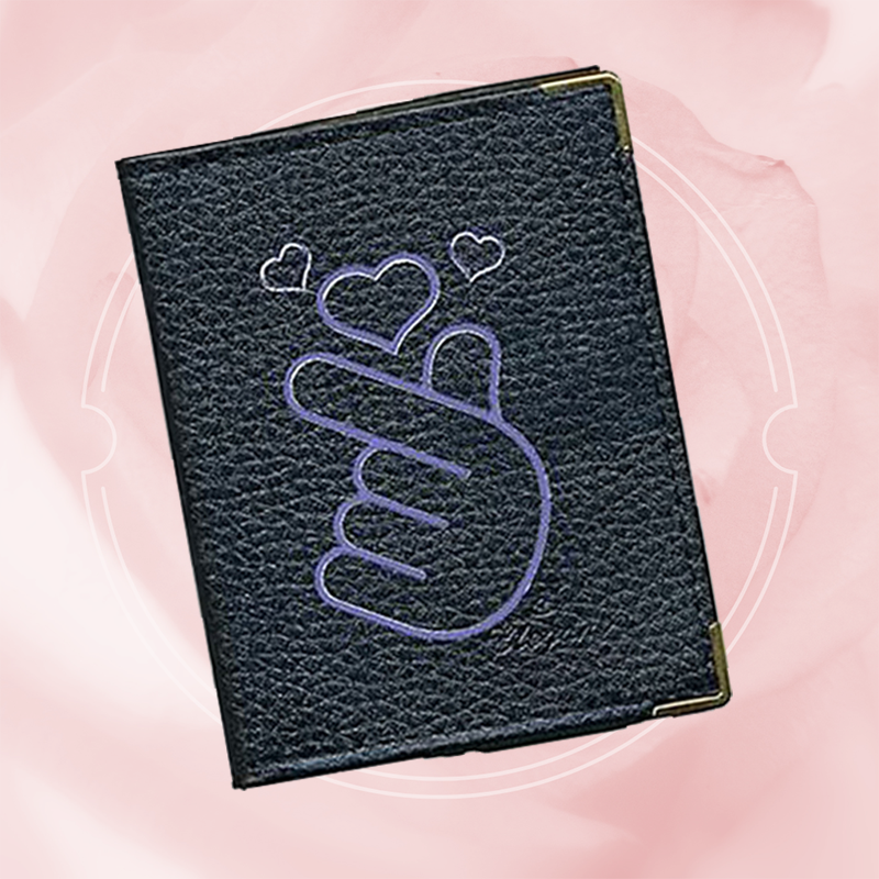 Etui porte carte bancaire et fidélité en Cuir noir Cœur Coréen