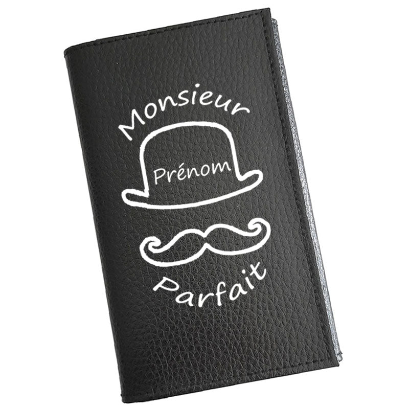 Porte carte grise en cuir noir personnalisé Mr Parfait