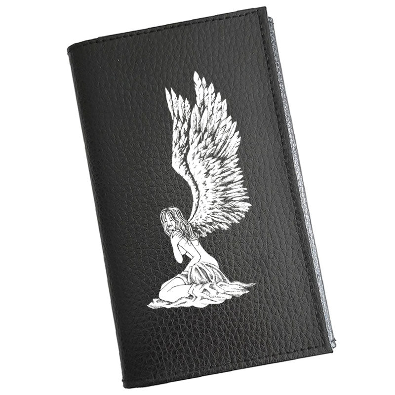 Etui Porte carte grise en cuir noir personnalisé Ange