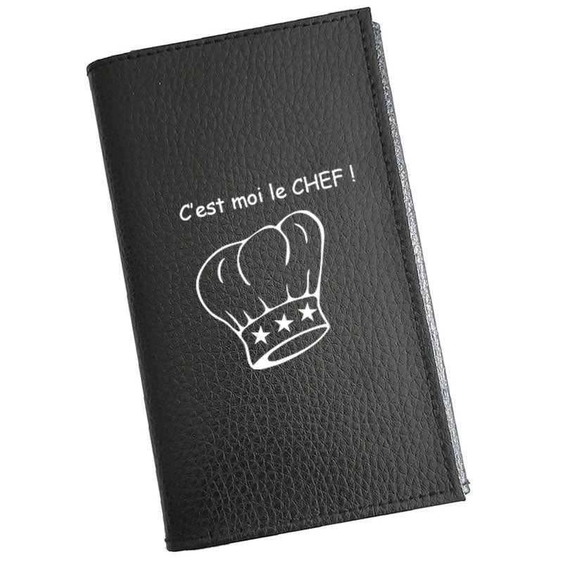 Porte carte grise en cuir noir personnalisé Chef Cuisto