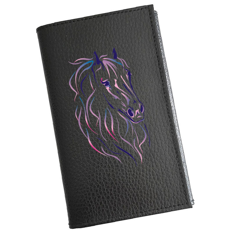 Porte carte grise en cuir noir personnalisé Cheval