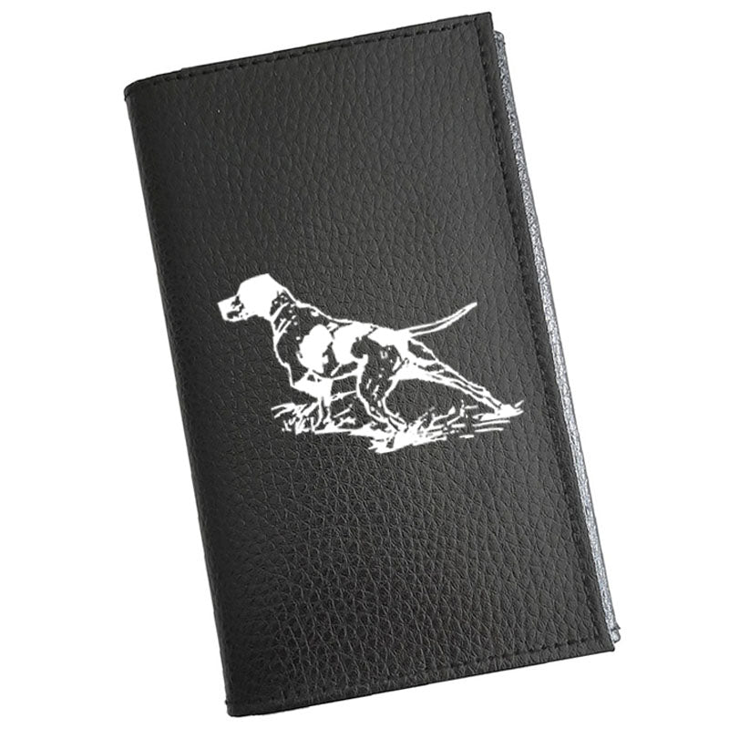 Porte carte grise en cuir noir personnalisé Chien pointer