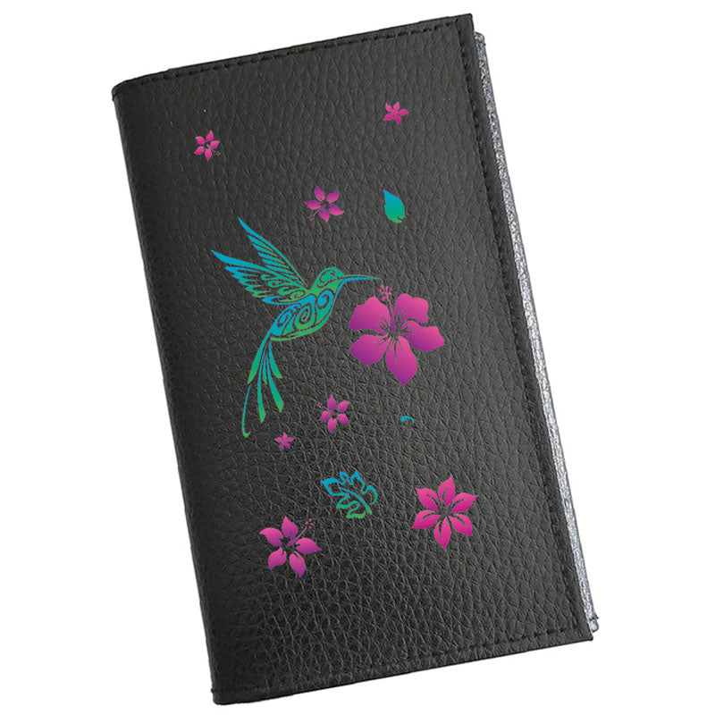 Porte carte grise en cuir noir personnalisé Colibri