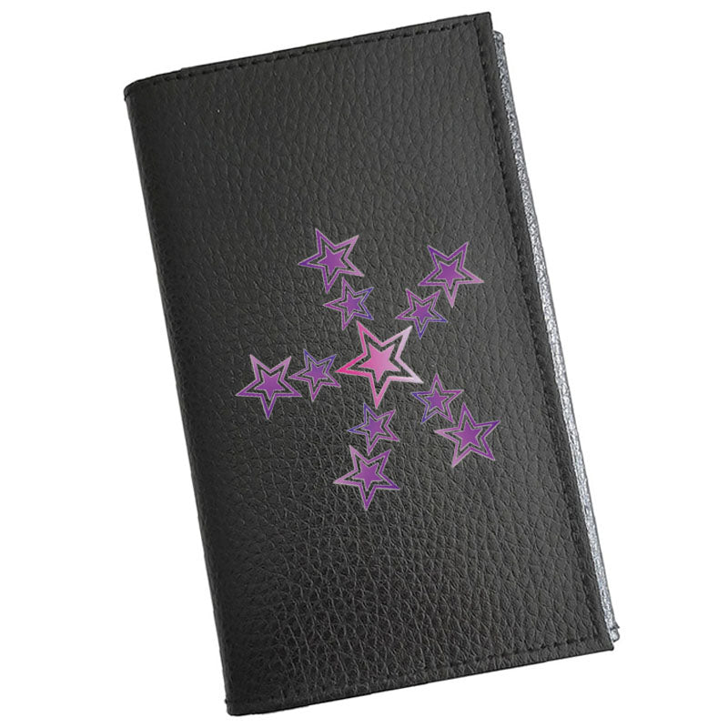 Porte carte grise en cuir noir personnalisé Étoile