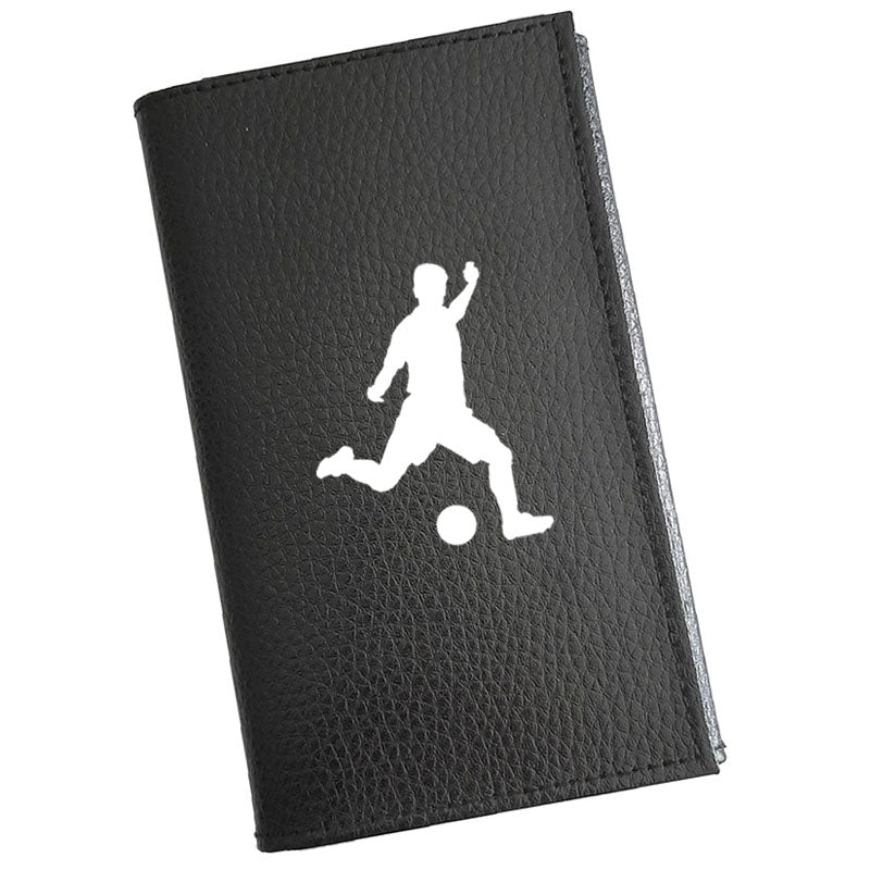 Porte carte grise en cuir noir personnalisé Joueur de Foot