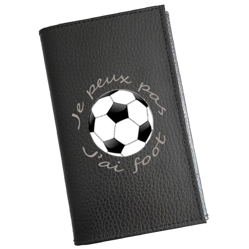 Porte carte grise en cuir noir personnalisé Foot Passion