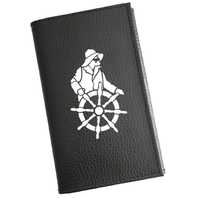 Porte carte grise en cuir noir personnalisé Marin