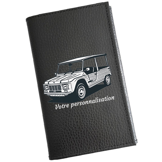 Étui Carte Grise en Cuir Noir Personnalisé Voiture Style Méhari – en option Prénom - Cadeau auto ancienne