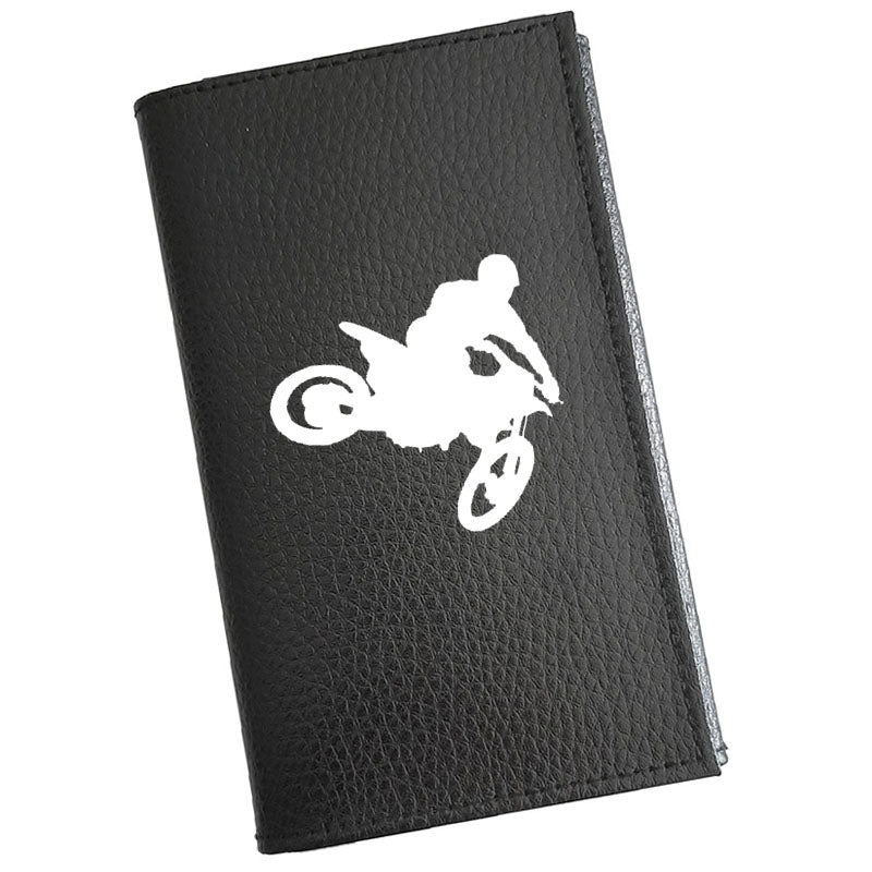 Porte carte grise en cuir noir personnalisé Planche à Voile