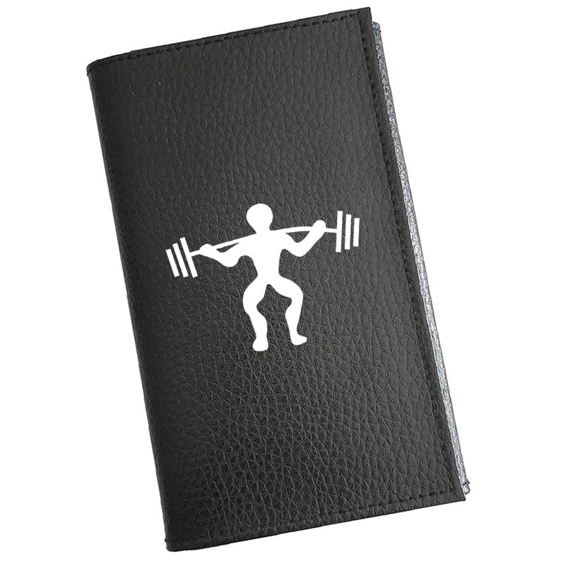Porte carte grise en cuir noir personnalisé Musculation - Bodybuilder