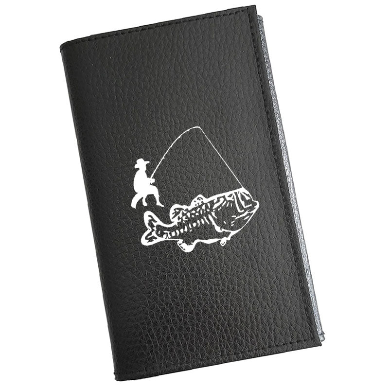 Porte carte grise en cuir noir personnalisé pêcheur