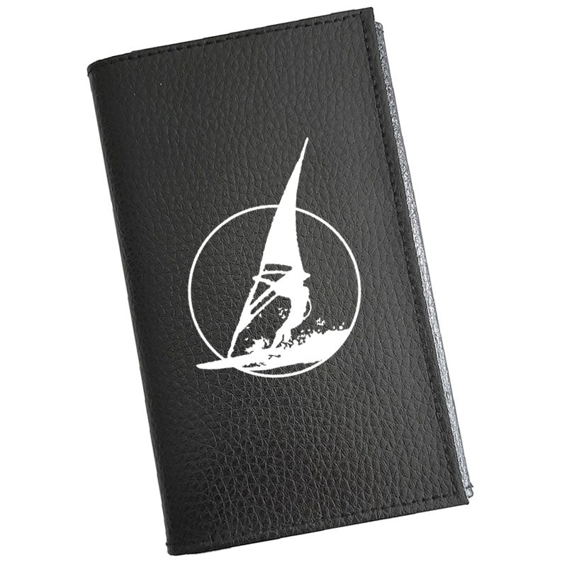 Porte carte grise en cuir noir personnalisé Planche à Voile