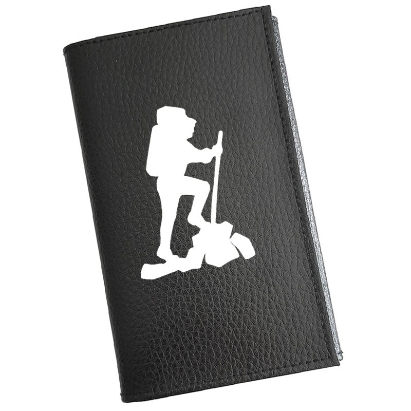 Porte carte grise en cuir noir personnalisé Randonneur
