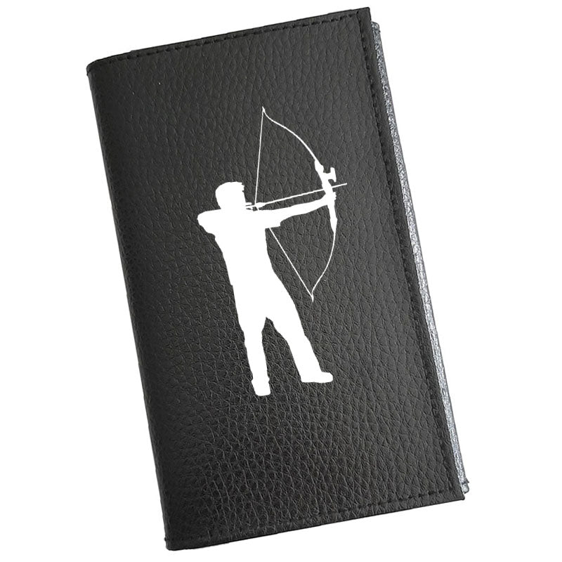 Porte carte grise en cuir noir personnalisé Tir à l'Arc