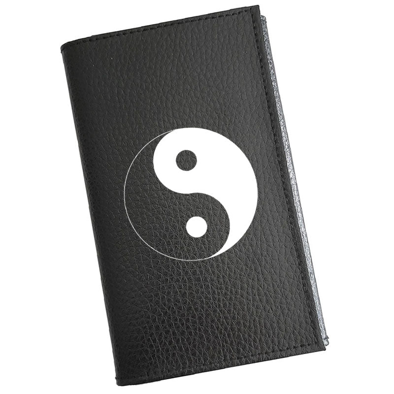 Porte carte grise en cuir noir personnalisé Ying-Yang