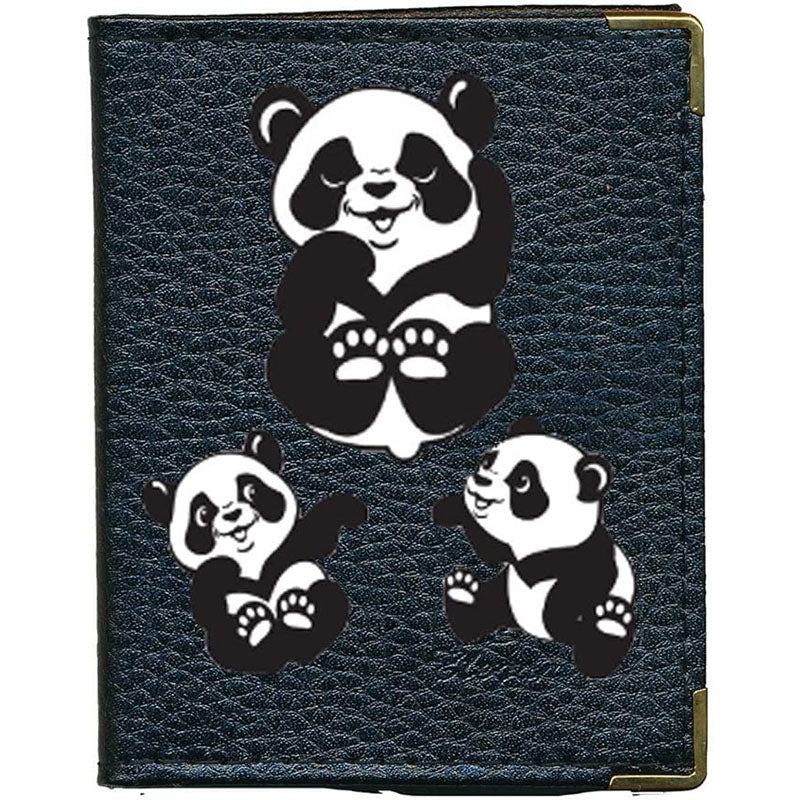 Etui porte carte bancaire et fidélité en Cuir noir Panda