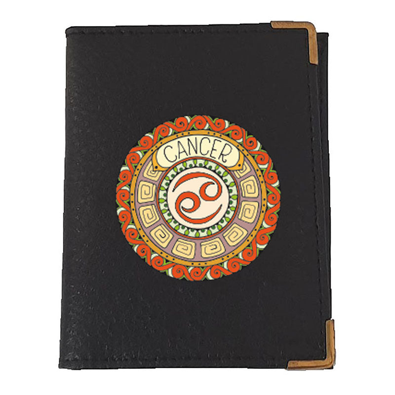 Etui porte carte bancaire et fidélité en Cuir noir personnalisé signe Zodiaque astrologique