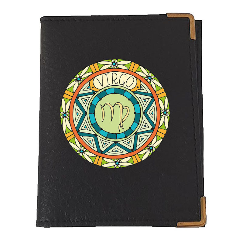 Etui porte carte bancaire et fidélité en Cuir noir personnalisé signe Zodiaque astrologique