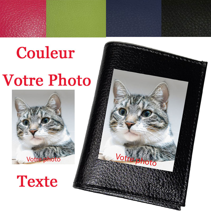 Portefeuille personnalisé en Cuir avec Votre Photo ou Logo et Texte