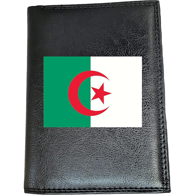 Portefeuille noir en simili cuir pour homme personnalisé Drapeau d'Algérie