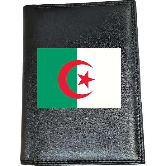 Portefeuille noir en simili cuir pour homme personnalisé Drapeau d'Algérie