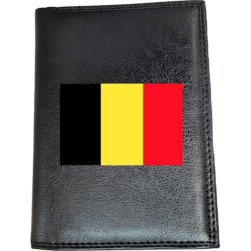 Portefeuille noir en simili cuir pour homme personnalisé Drapeau de Belgique