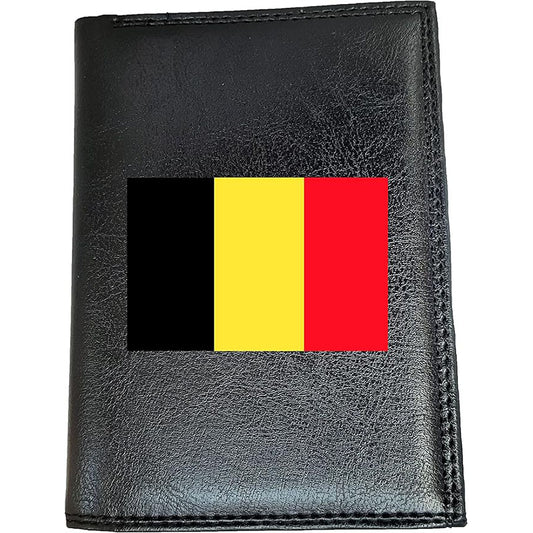Portefeuille noir en simili cuir pour homme personnalisé Drapeau de Belgique