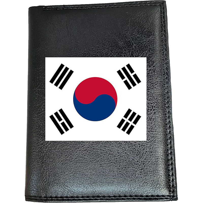 Portefeuille noir en simili cuir pour homme personnalisé Drapeau de Corée du sud