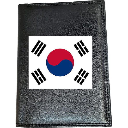 Portefeuille noir en simili cuir pour homme personnalisé Drapeau de Corée du sud