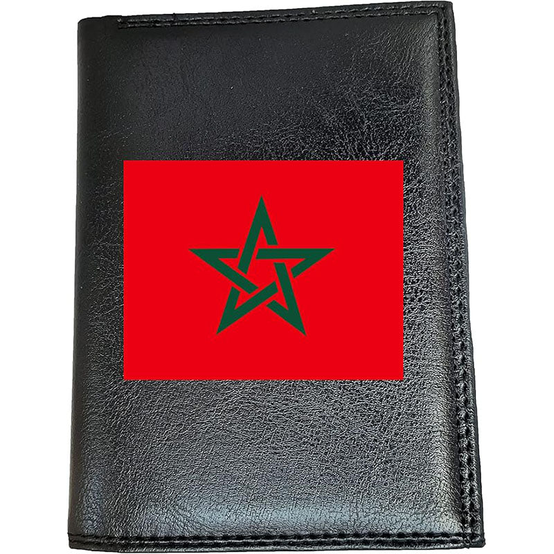 Portefeuille noir en simili cuir pour homme personnalisé Drapeau du Maroc
