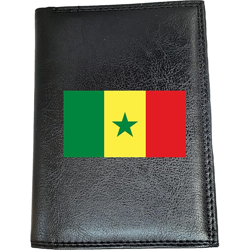 Portefeuille noir en simili cuir pour homme personnalisé Drapeau du Sénégal