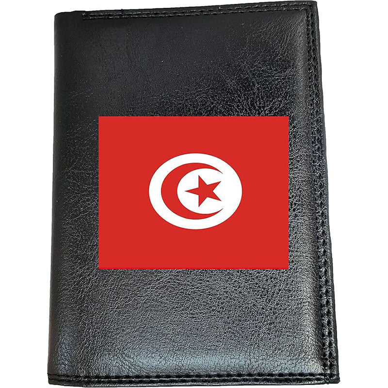 Portefeuille noir en simili cuir pour homme personnalisé Drapeau de Tunisie