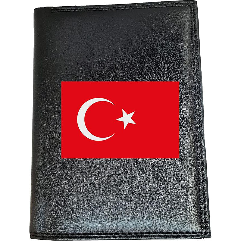 Portefeuille noir en simili cuir pour homme personnalisé Drapeau Turquie