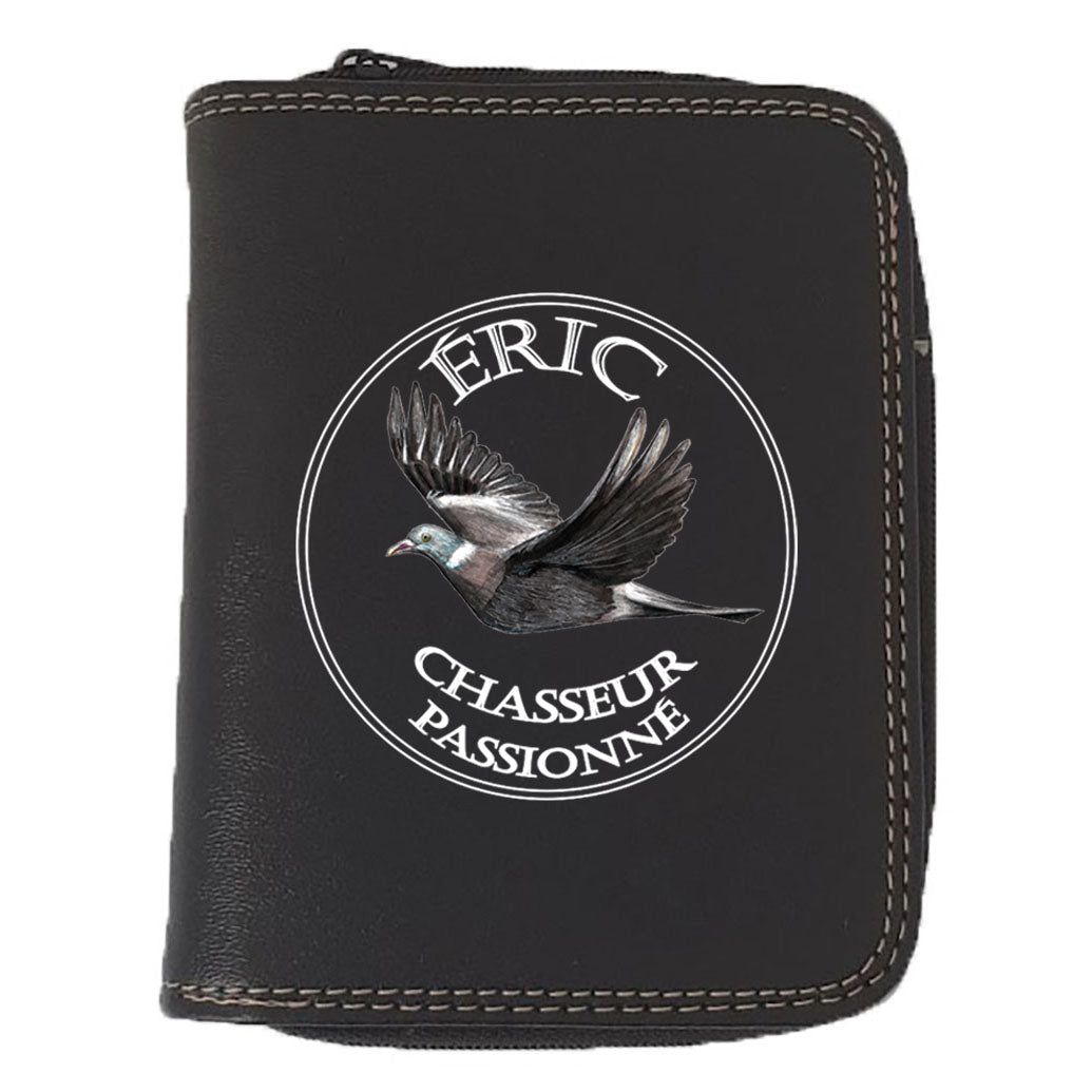 Porte monnaie et carte noir en Simili Cuir pour Homme personnalisé Chasseur passionné